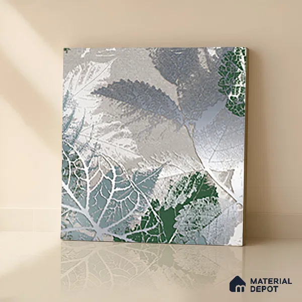 Floral Wall Tile TL 07248 Plana 8001 GLM (Silver) 1 ft x 1 ft Ceramic Matte Finish - 9 mm  | 2 mm Spacer is Mandatory | Please Expect a Slight Variation of Pattern (Sample)
